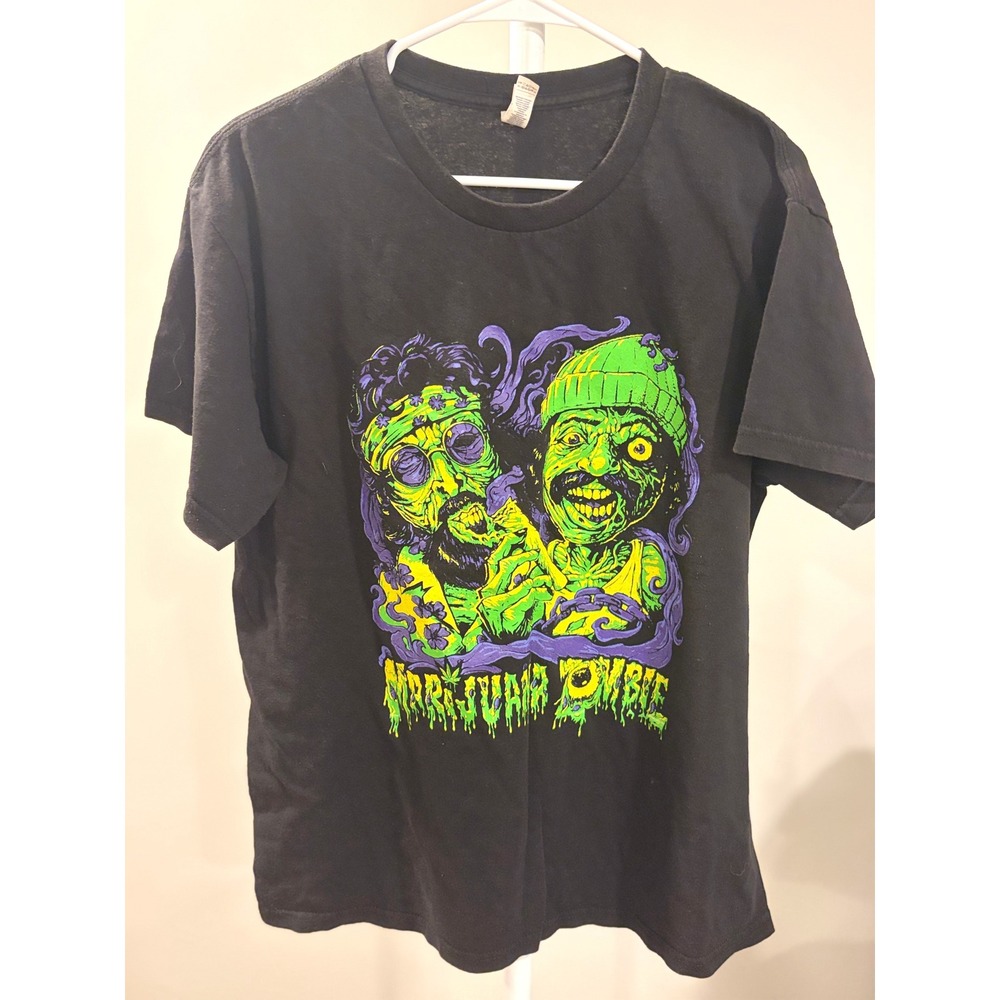Cheech & Chong Marijuana Zombie Graphic Tee Shirt Black L
